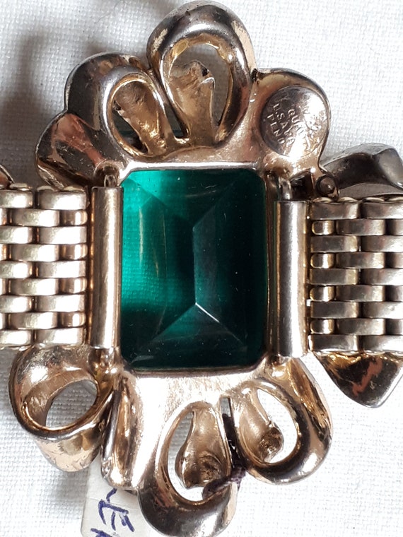 KREISLER - vintage 1945 bracelet,  emerald stone,… - image 6