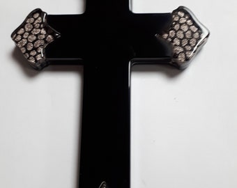 Jean Marie Poinot, JMP, large black cross, crucifix, laminated acrylic