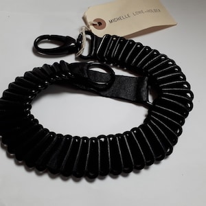 Black leather necklace, dog collar by Michelle Lowe-Holder, eel leather, punk, goth.