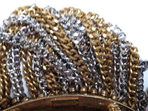 KRAMER vintage brooch, gold and silvertone chains - image 6