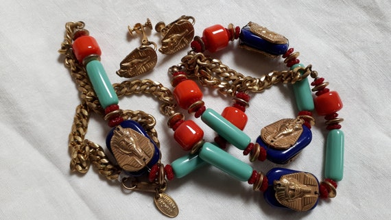 Vintage Miriam Haskell necklace, Egyptian Revival… - image 3