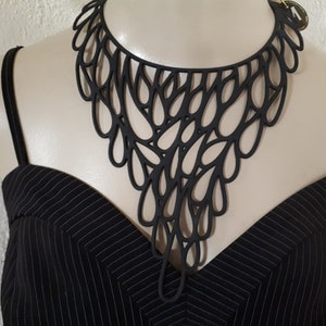 Marzio Fiorini necklace, lasercut pvc, lightweigh, large, old stock, original box and tag.