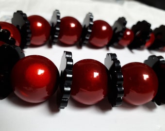 Jean Marie Poinot necklace, red & black, acrylic, hand-made