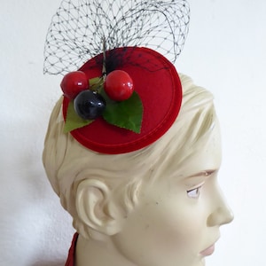 Cherries, Black Forest, fascinator  retro, rockabilly,  vintage cherries, veiling