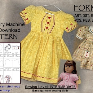 18-Zoll-Puppe ITH-Muster, Maschinenstickerei / DIGITALER DOWNLOAD, Herz-Kleider, Geldbörsen, Haarspangen "