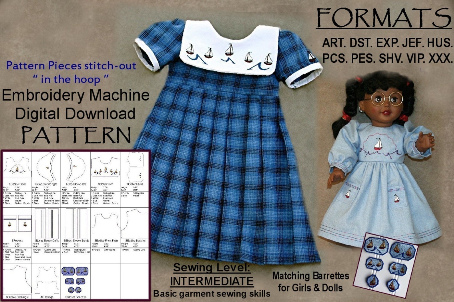 18inch Doll Dress ITH Patternmachine Embroidery DIGITAL Etsy