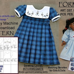 18-Inch Doll Dress ITH Pattern--Machine Embroidery DIGITAL DOWNLOAD, Sailboat Dresses,  "In the Hoop" (5x7), Printable Instructions Included