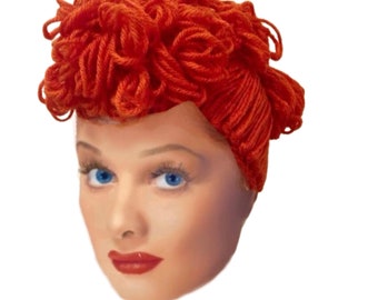 Lucille Ball inspired crochet Hair Hat Wig