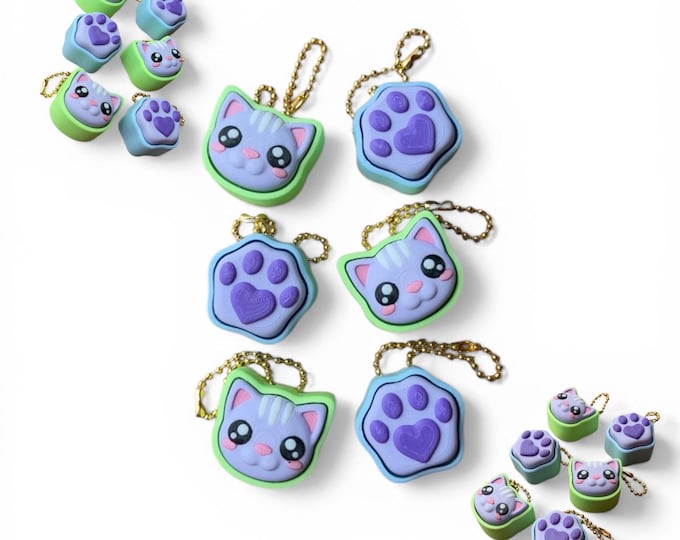 Clicker Cat & Paw Keychain