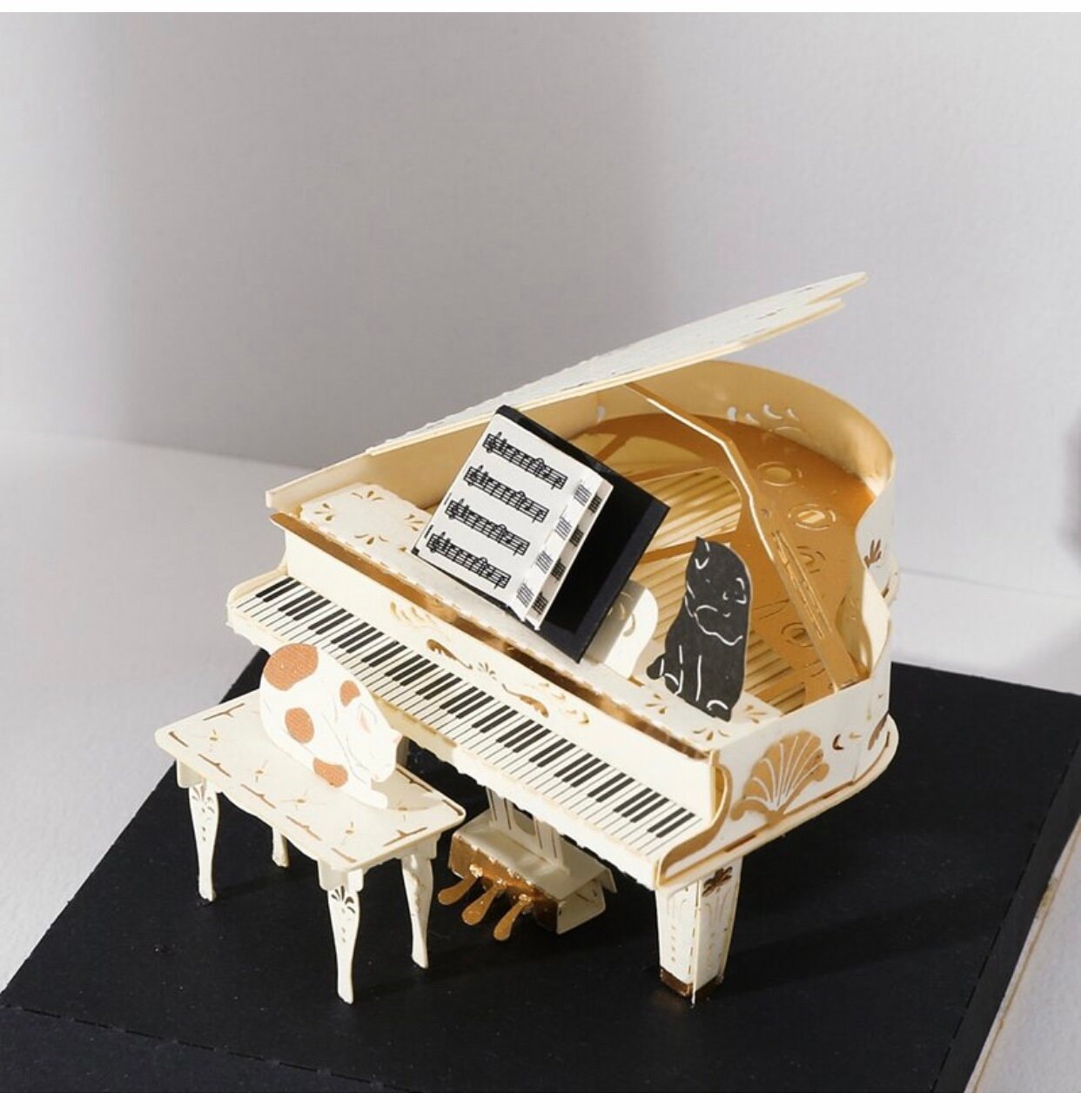 Vintage Piano Musical Instrument 3D Puzzle Lazer Paper Model Craft Kit Diy Assemly Home Decor Miniature Scene Collectible