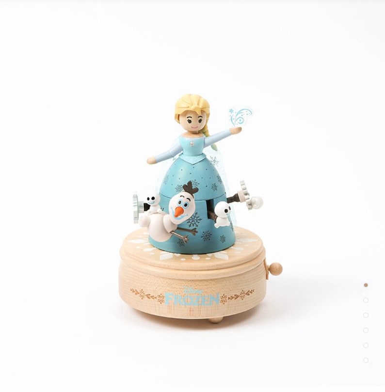 Stunning Wooden Music Box Frozen Elsa Olaf Snowmen Rotating up and Down ...