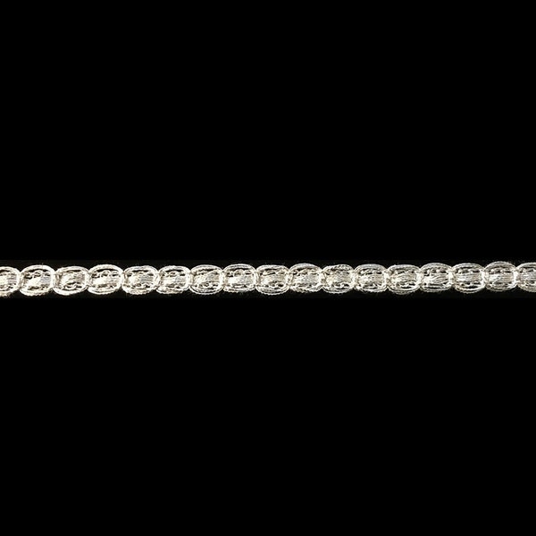 135.3 Metallic gimp trim "Narrow Circles" bright silver 3/16" (4mm), bright silver trim, metallic trim, narrow metallic trim, silver gimp