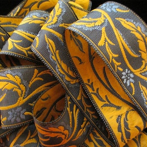REMNANT 436.1 Scandinavia trim &quot;Sundborn&quot; blue and gold ribbon 1- 3/8&quot; (35mm) - 29&quot; long, Swedish trim
