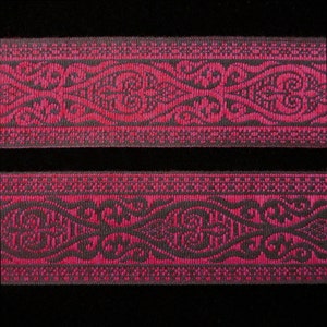 REMNANT 494.1 Jacquard trim &quot;Esterhazy&quot; red/black - 1-3/8&quot; (35mm) - 13&quot; long, red and black trim, red jacquard trim, black and red jacquard