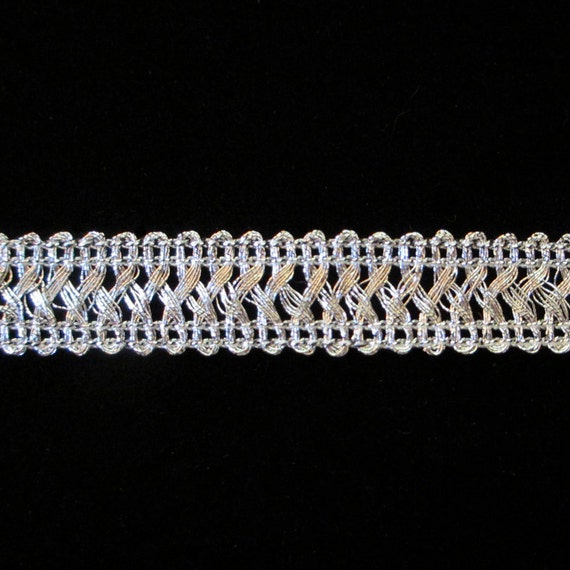 Vintage Looped Circle Silver Trim ½ Inch Wide Yardage