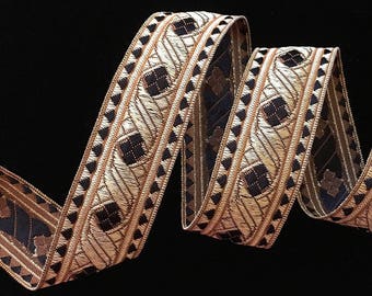 823.9 Diamond black metallic galloon 1-1/8" (30mm), Celtic trim, Celtic ribbon, gold trimming, vestment trim, metallic gold trim