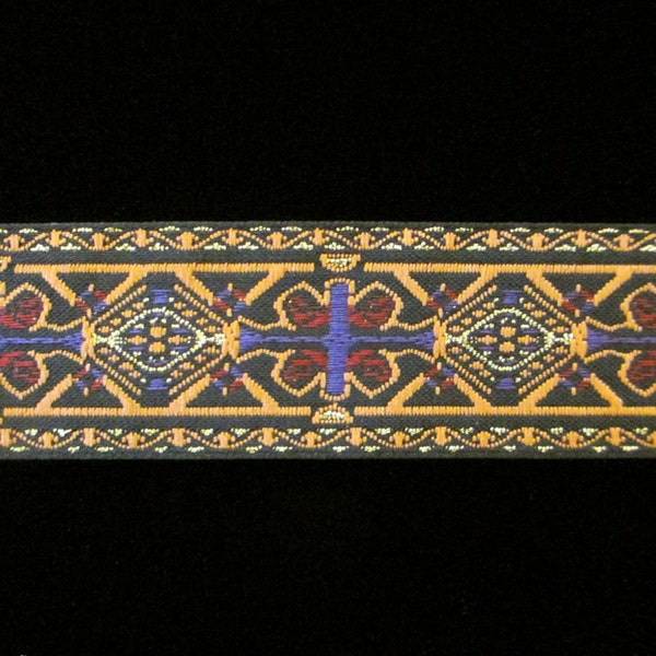 408 Jacquard trim "Chartres" - 1" (25mm), jacquard ribbon, vestment trim, cross trim, religious trimming, passementerie trim