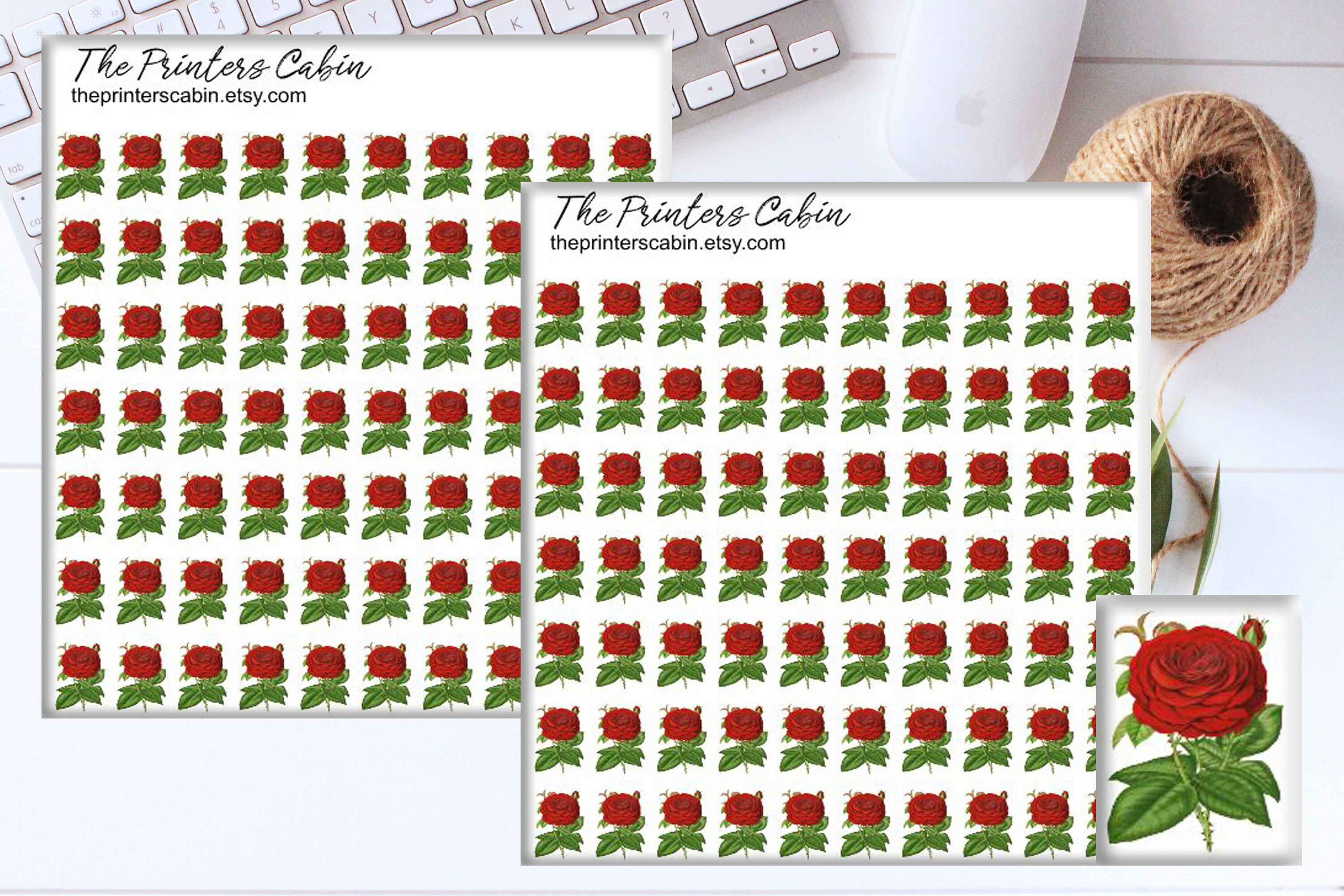 Planner Stickers Single Red Rose Sticker Envelope Stickers Etsy