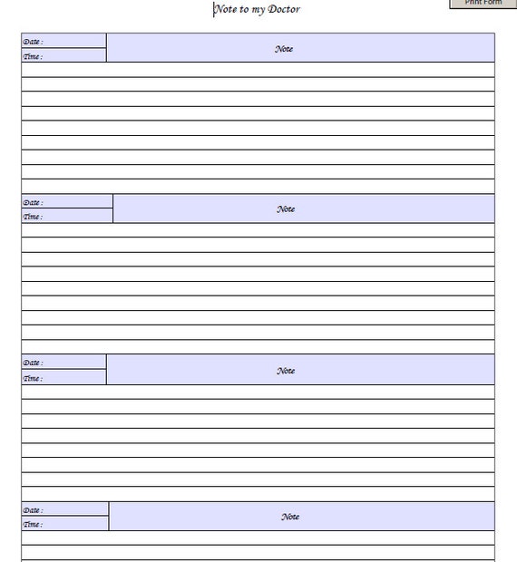 fillable note to my doctor log pdf digital health forms printable instant download fillable doctors note