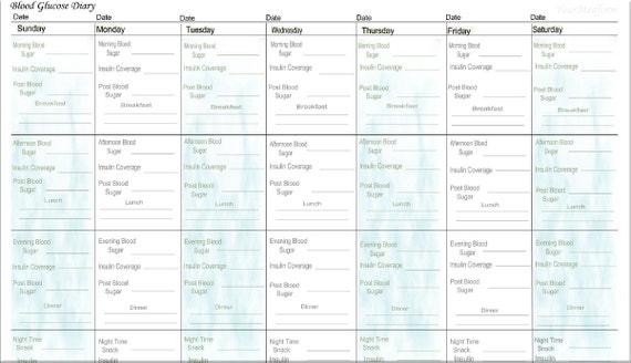 diabetes weekly log diabetic diabetes printable etsy printable blood sugar log