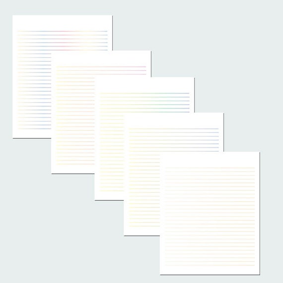 multicolor lined paper lined stationery writing paper etsy