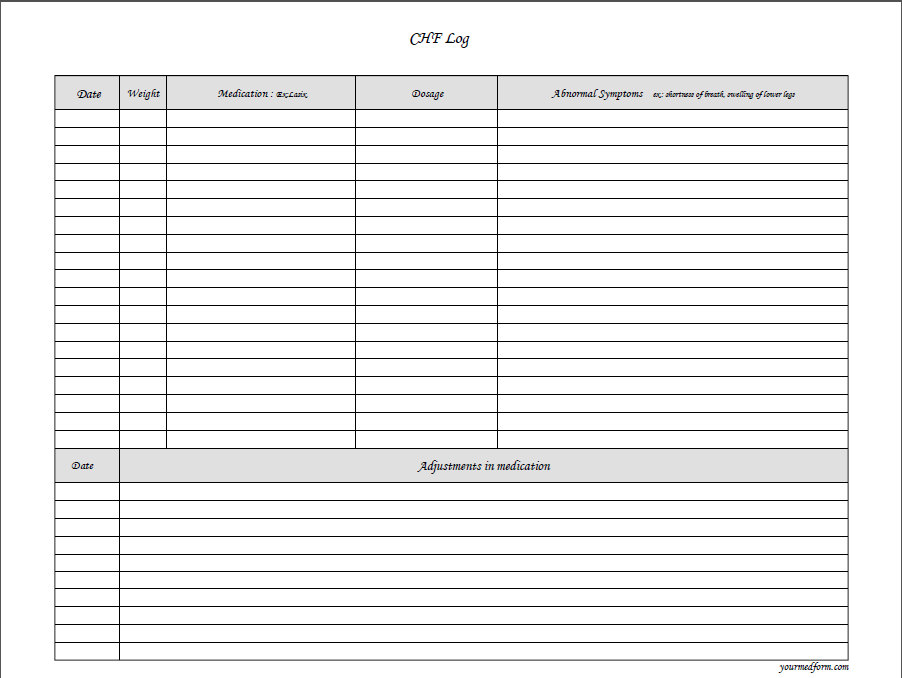 Fillable CHF Log / PDF/ Digital Health forms/ Printable / | Etsy