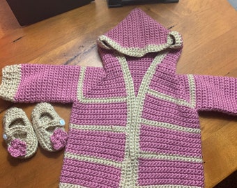 Crocheted Baby Girl Sweater Set