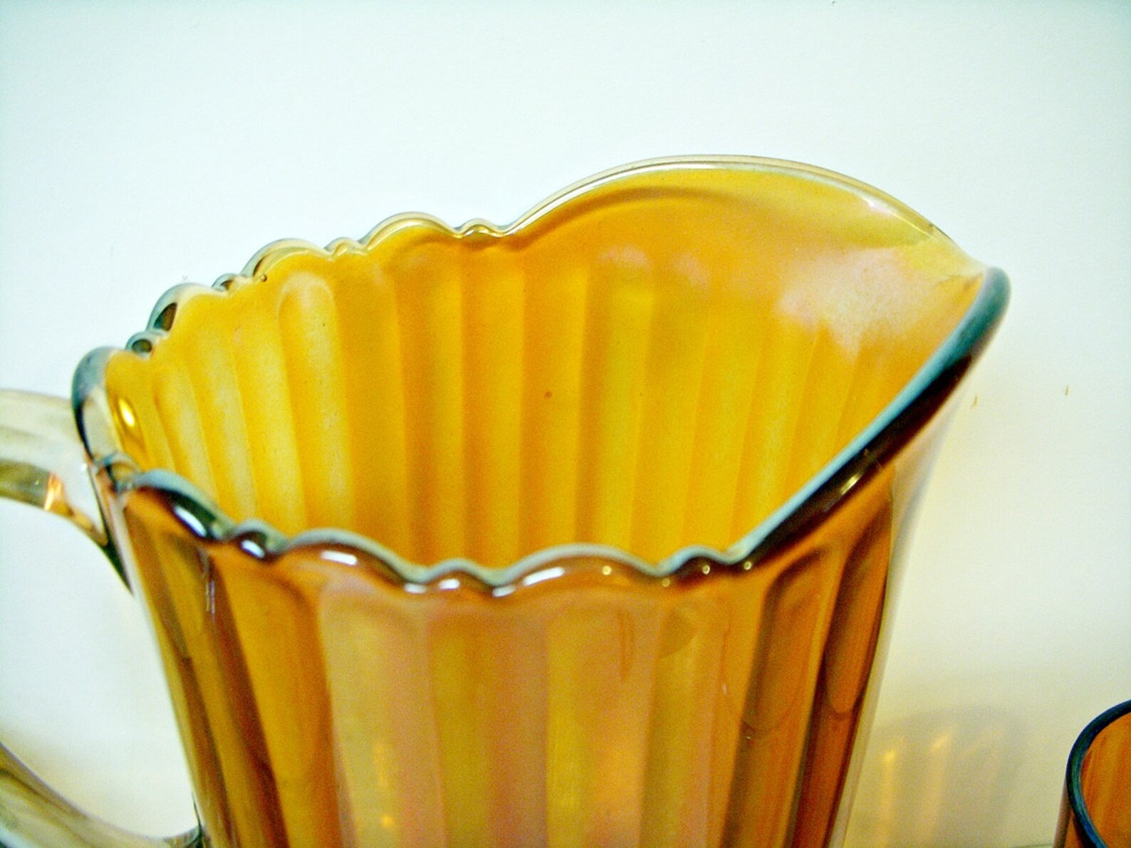 MARIGOLD CARNIVAL GLASS Juice Pitcher and Glasses Etsy