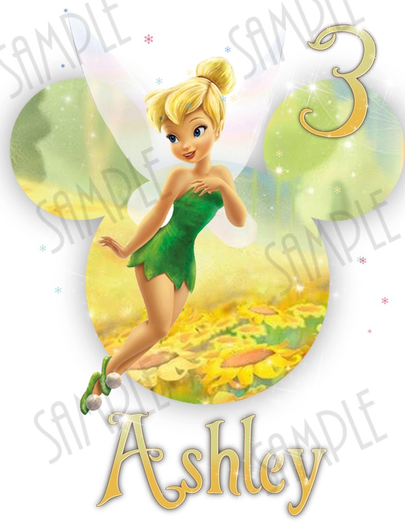 Disney Princess Iron On Transfer Tinkerbell Printable Birthday Etsy