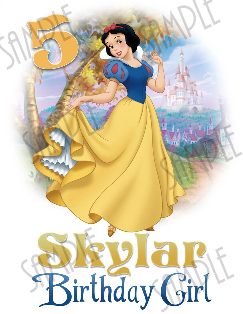 Disney Princess Iron On Transfer Snow White Birthday Girl Etsy