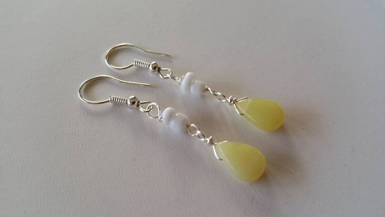 Lemon Jade Teardrop Dangle Earrings