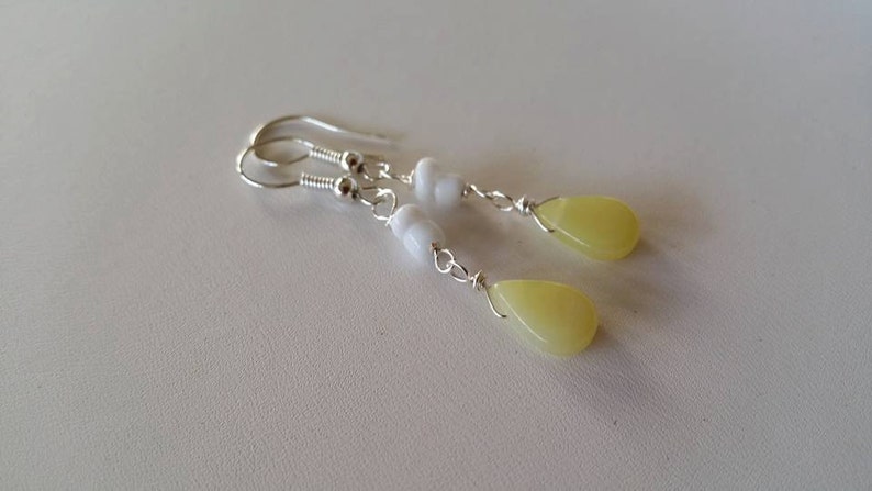 Lemon Jade Teardrop Dangle Earrings