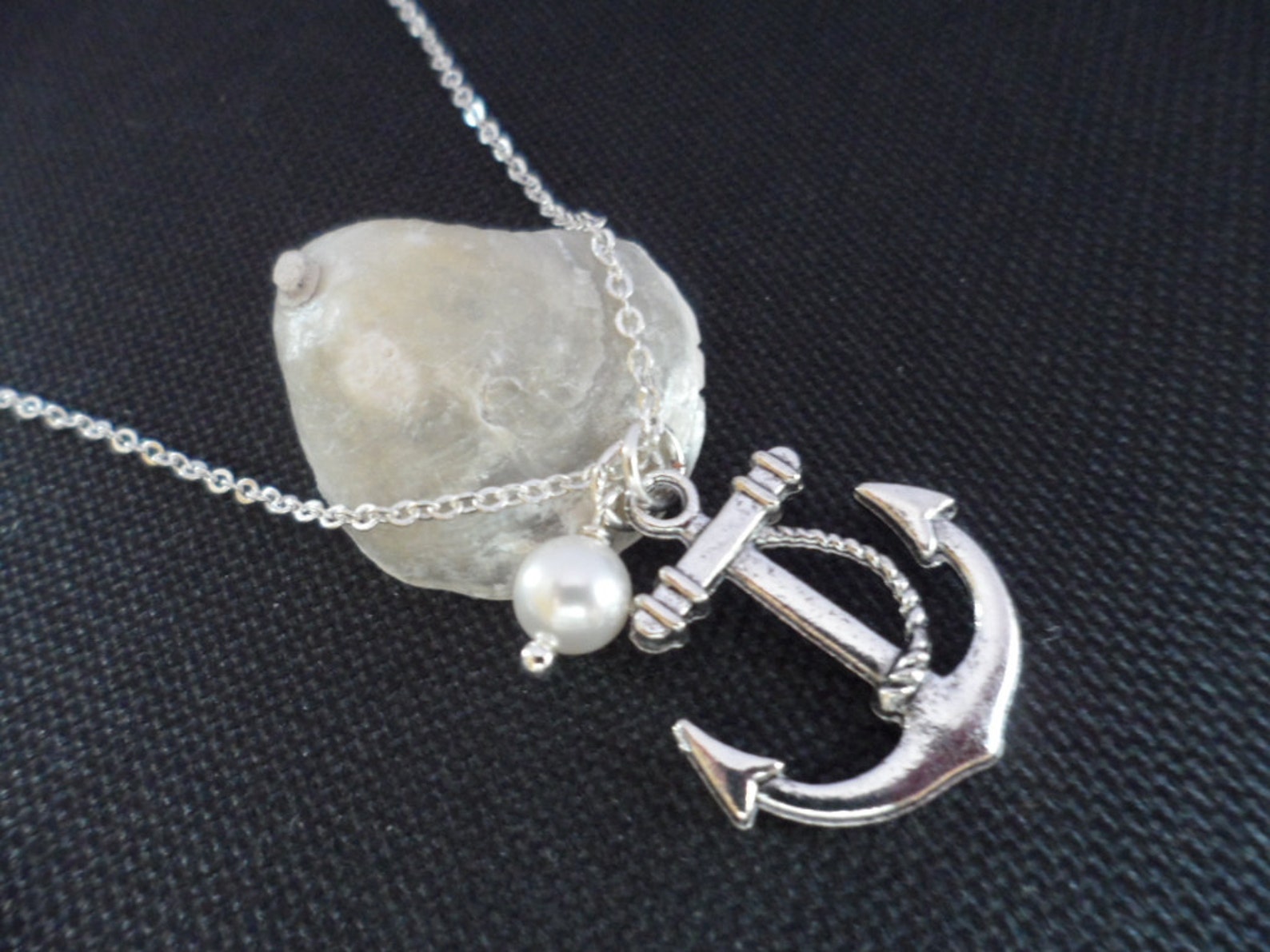 Anchor and Pearl Necklace Bridal Jewelry Bridesmaid Gifts Etsy