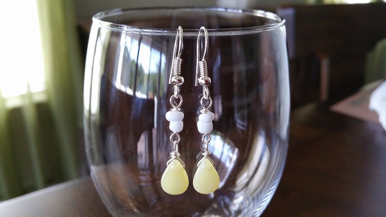 Lemon Jade Teardrop Dangle Earrings