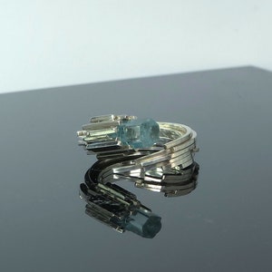 Genesis Ring with Namibian Aquamarine crystal