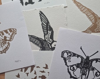 Mini Prints Original Handprinted Linoprints of Wildlife and Nature