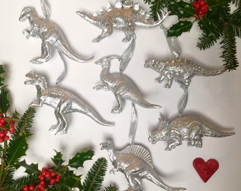 1 x dinosaur christmas ornaments silver dino christmas baubles christmas tree decorations coworker gift fun christmas dino decor - Dinosaur Christmas Decorations 1 x dinosaur christmas ornaments silver dino christmas baubles christmas tree decorations coworker gift fun christmas dino decor - Dinosaur Christmas Decorations