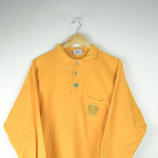 80s Yellow Half Zip Sweatshirt 80s Clothing Vintage 90s Sweater Pull Sport Jumper Half Zip Collar Jumper Men Mens Women Medium M