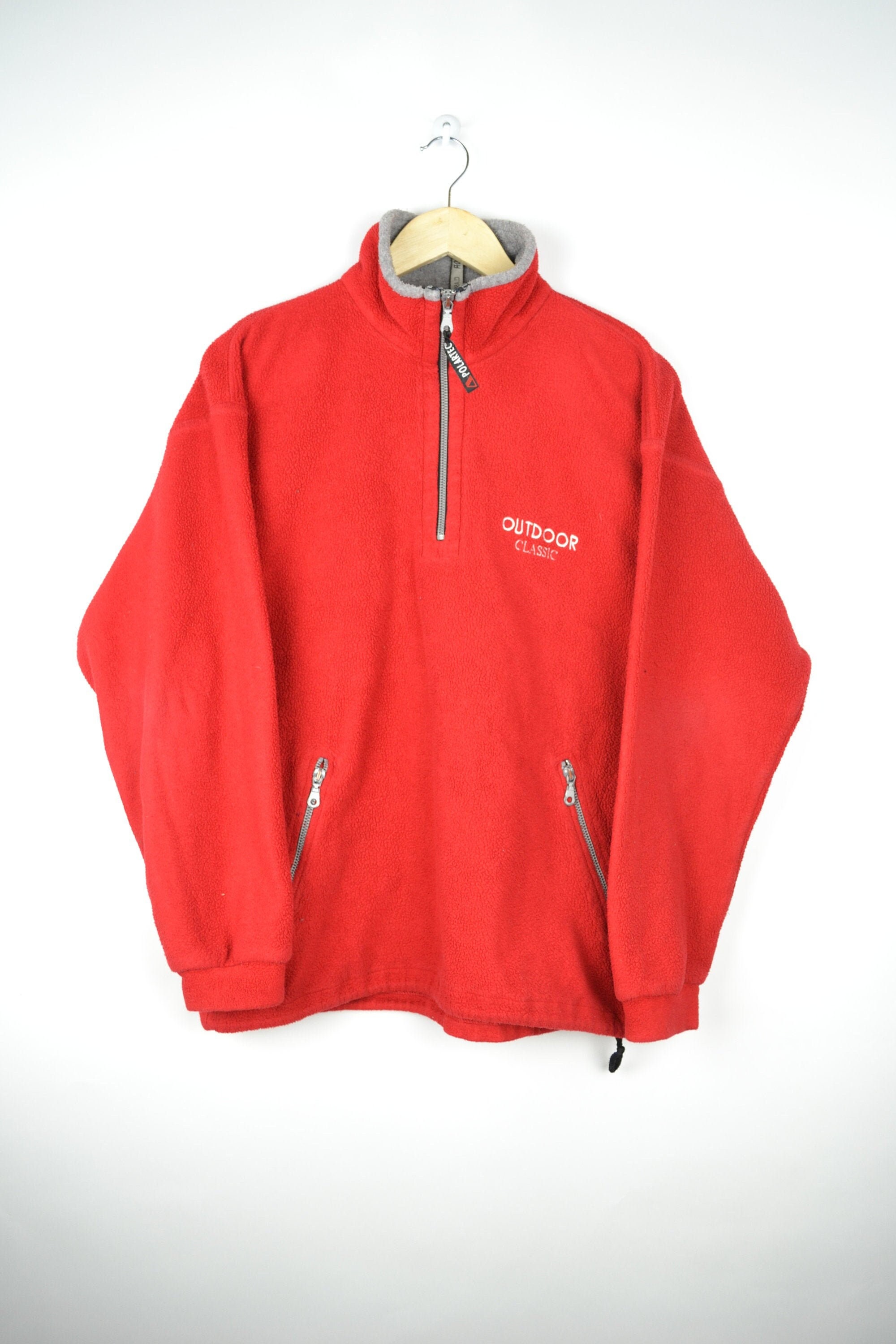 Red Fleece Half Zip Sweatshirt 90s 