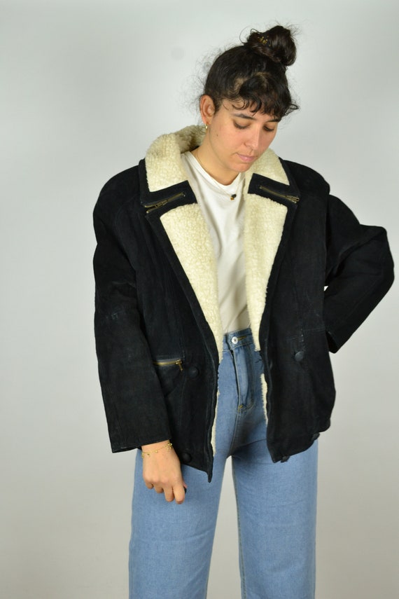 Winter Padded Leather Jacket Medium M