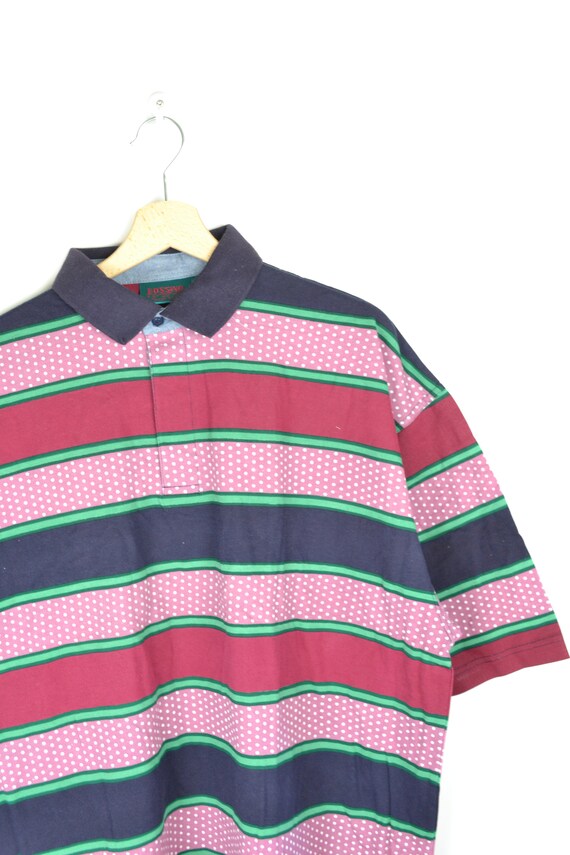 Wit en Groen Shirt Maat Medium Vrouwen Vintage Twee Knopen Henley Gestreept Roze Kleding Dameskleding Tops & T-shirts Polos 
