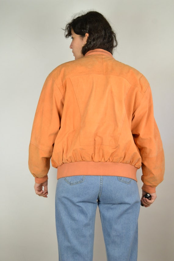 Vintage 80s Retro Neon Orange Suede 