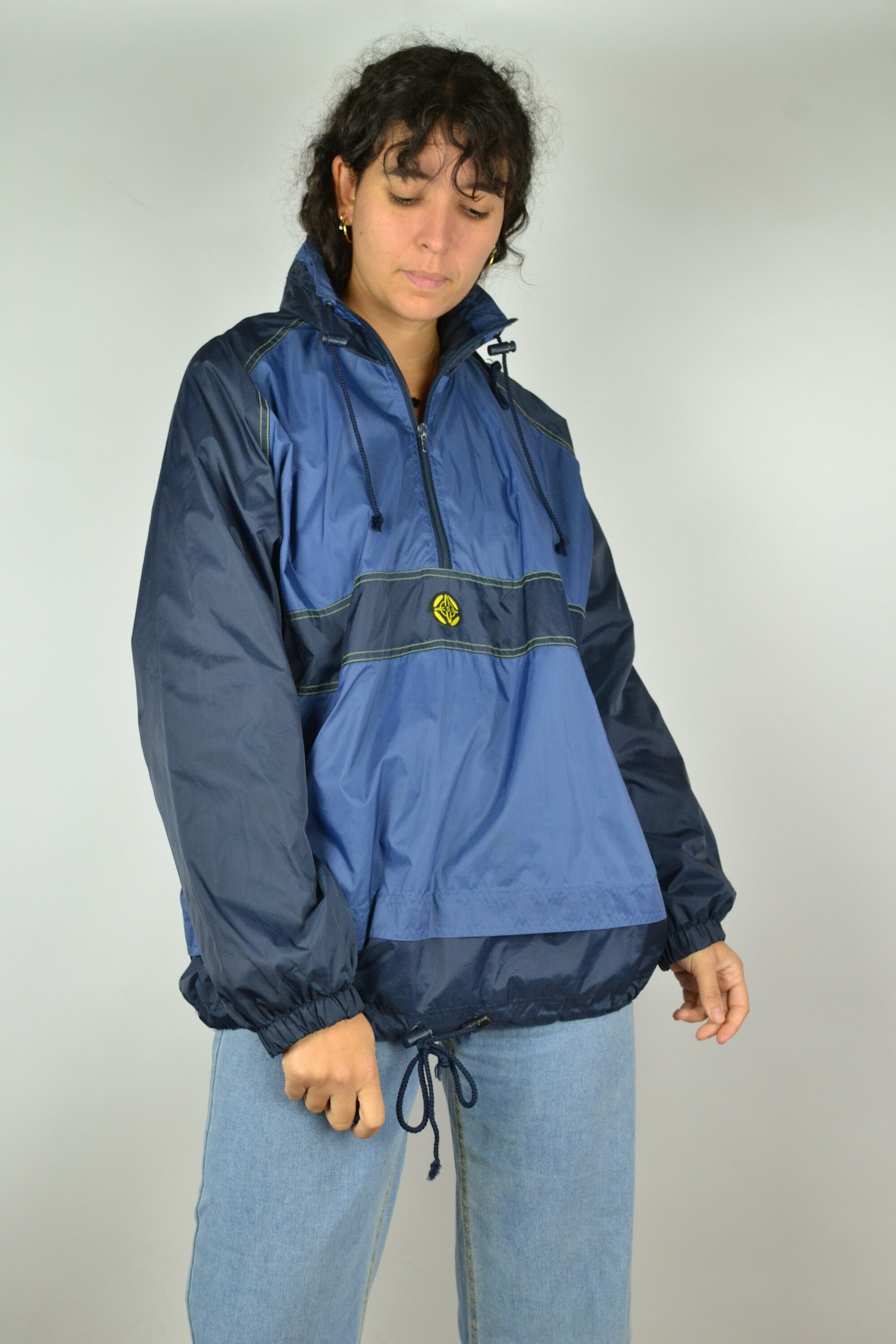 Vintage 80s Half Zip Blue Windbreaker 
