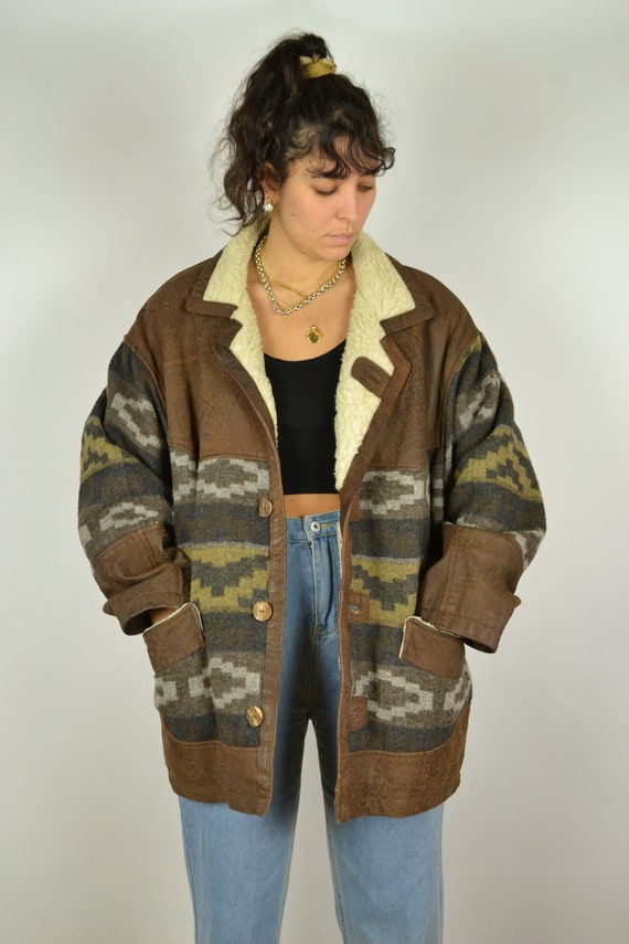 Vintage 80s Navajo Brown Long Jacket 
