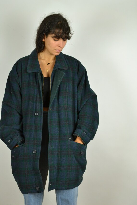 Abstract Pattern Green Blue Men Zip Jacket Vintage