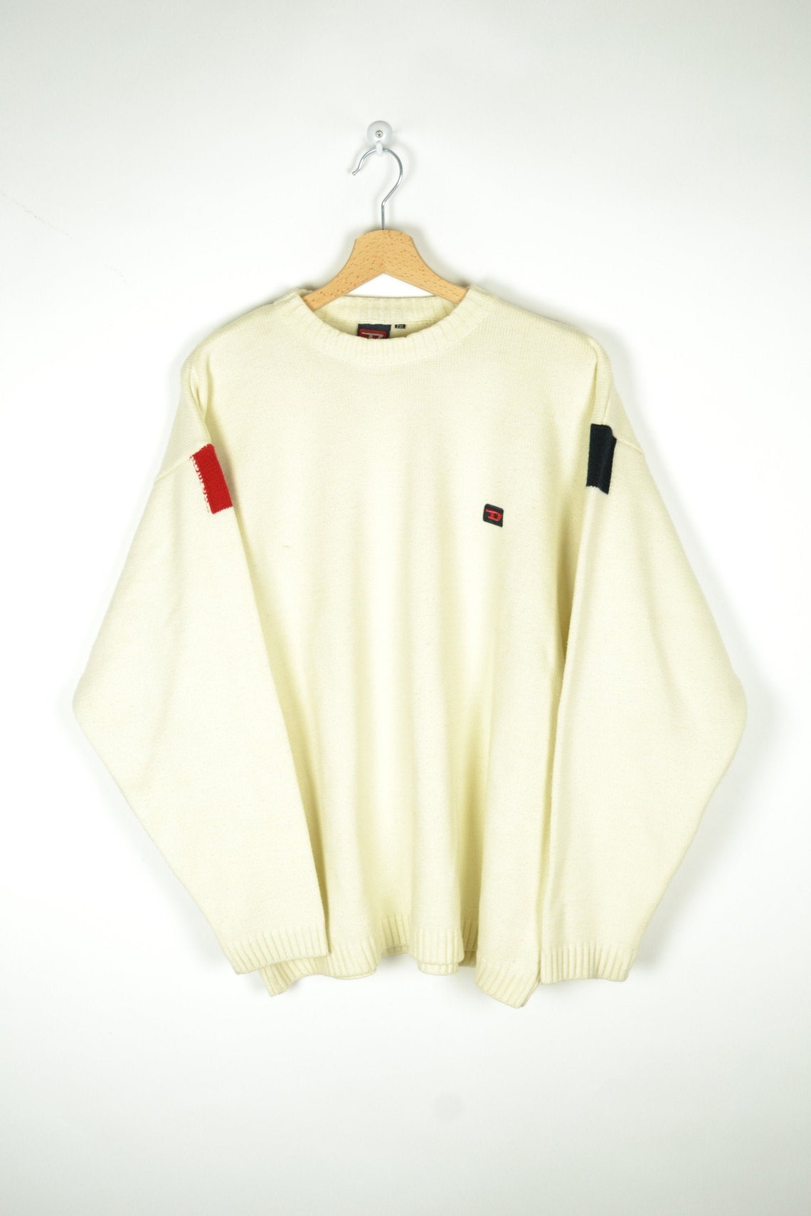 Vintage 90s/Y2K Diesel Men Offwhite Sweater Size XL Y2K Etsy