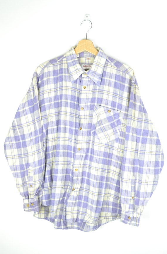 Plaid Flannel Men's Shirt Pastel Purple Xl