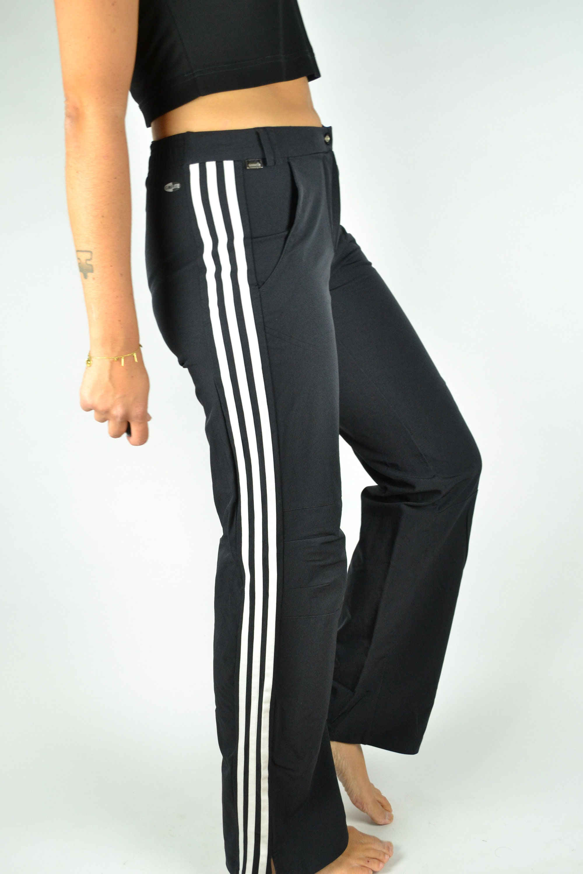 Vintage 90s/y2k Black Adidas Track Pants With Withe Bands - Etsy 