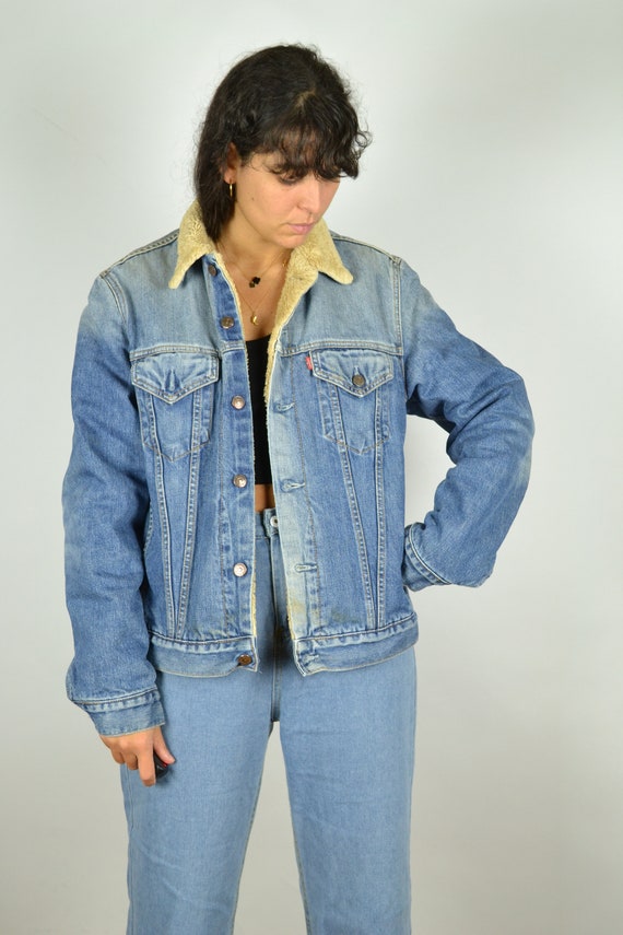 Levi's Shearling Jean Denim Jacket Blue 