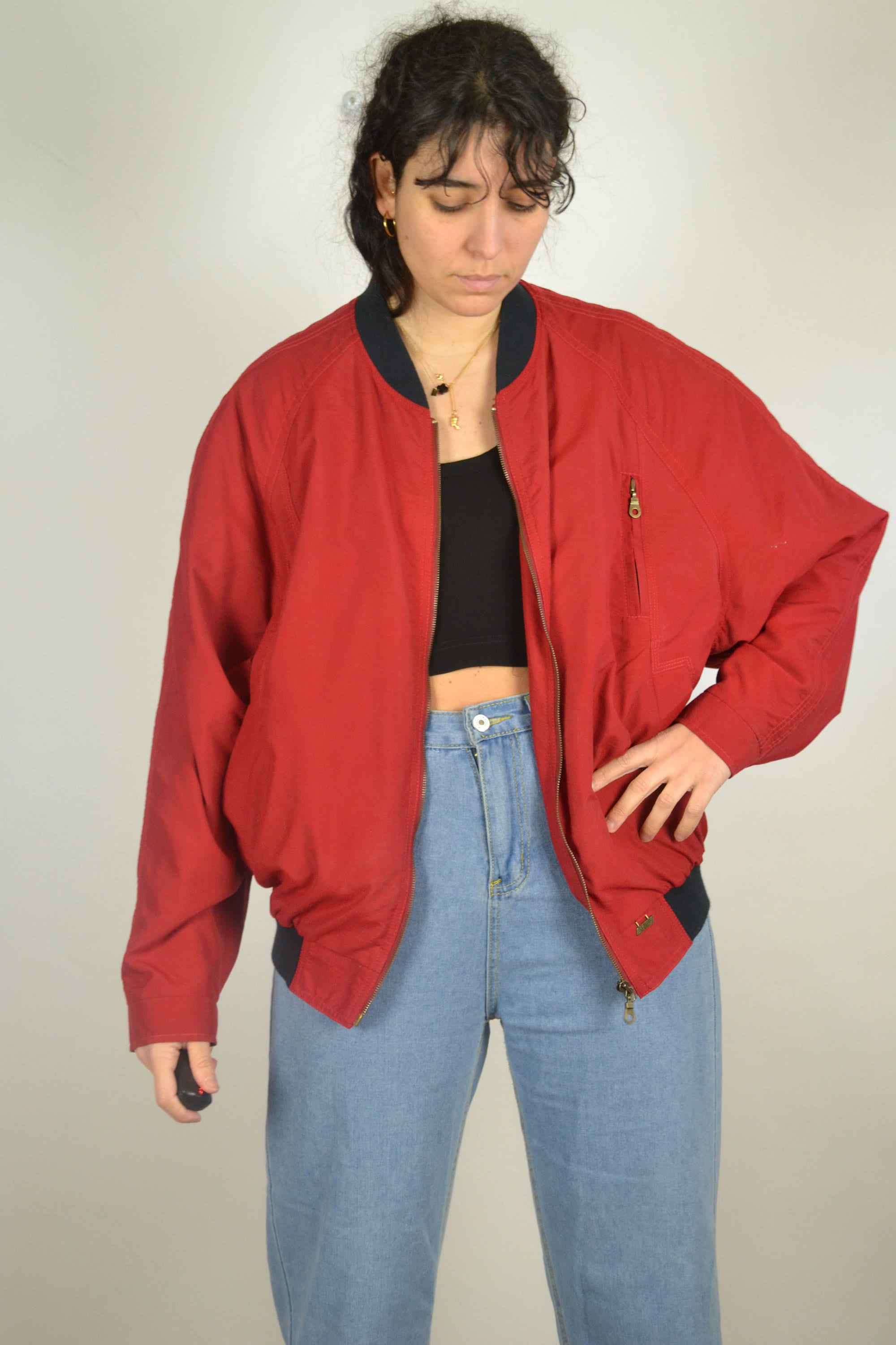 Vintage 80s/90s Red Bomber Jacket Size 